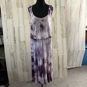 Beach Break Women's Size Medium Tie Dye Maxi Dress Purple Rayon/Spandex